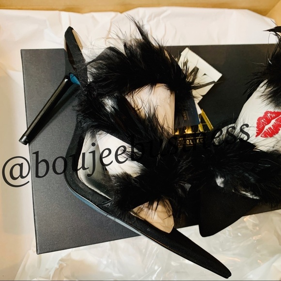 ZARA Blue Collection Feathered Leather High Heels - Picture 8 of 8